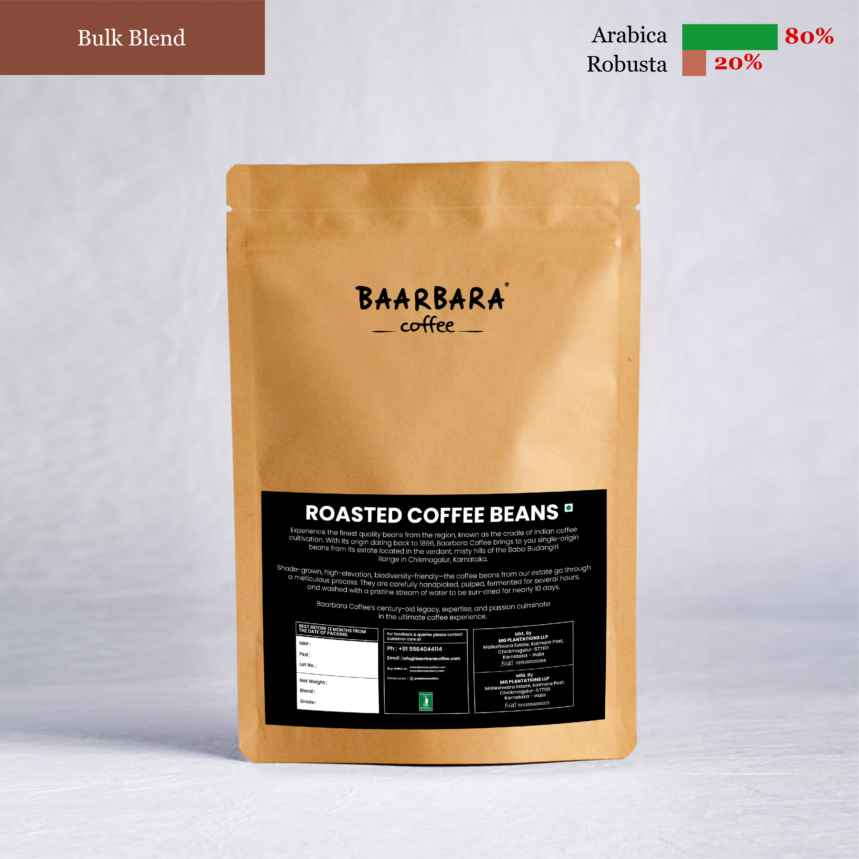 80% Arabica - 20% Robusta Roasted Coffee Beans Bulk Blend – Baarbara Coffee
